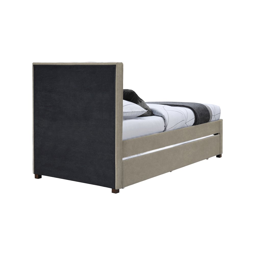 Hudson Beige Vegan Leather Twin Trundle Bed. Picture 4