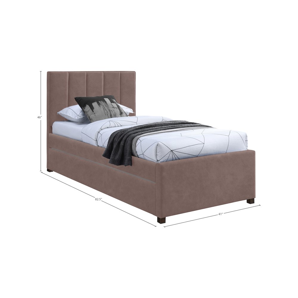 Hudson Brown Vegan Leather Twin Trundle Bed. Picture 8