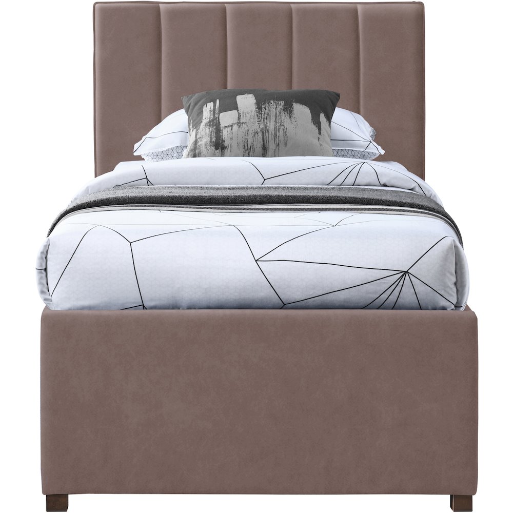 Hudson Brown Vegan Leather Twin Trundle Bed. Picture 2