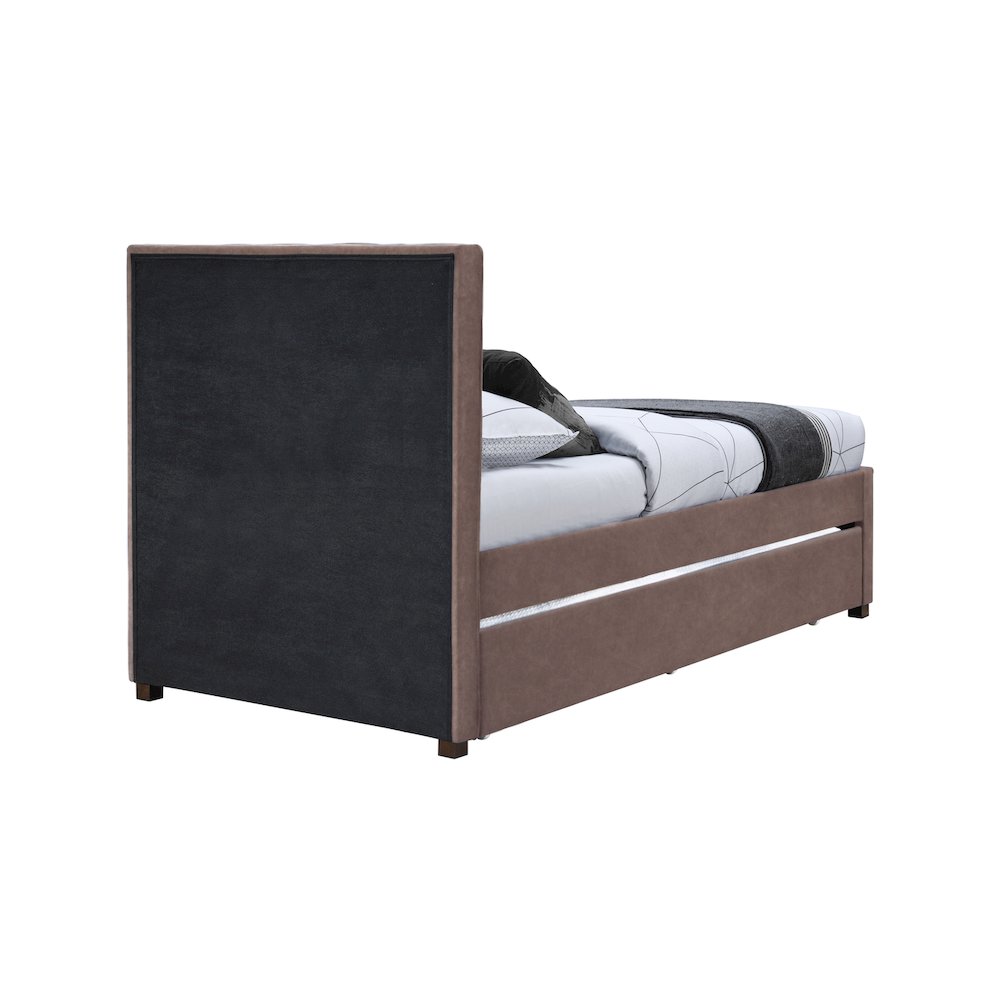 Hudson Brown Vegan Leather Twin Trundle Bed. Picture 4