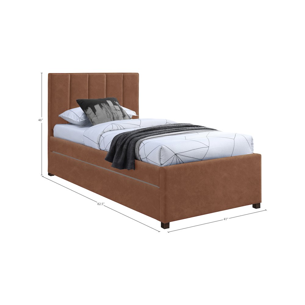 Hudson Cognac Vegan Leather Twin Trundle Bed. Picture 8