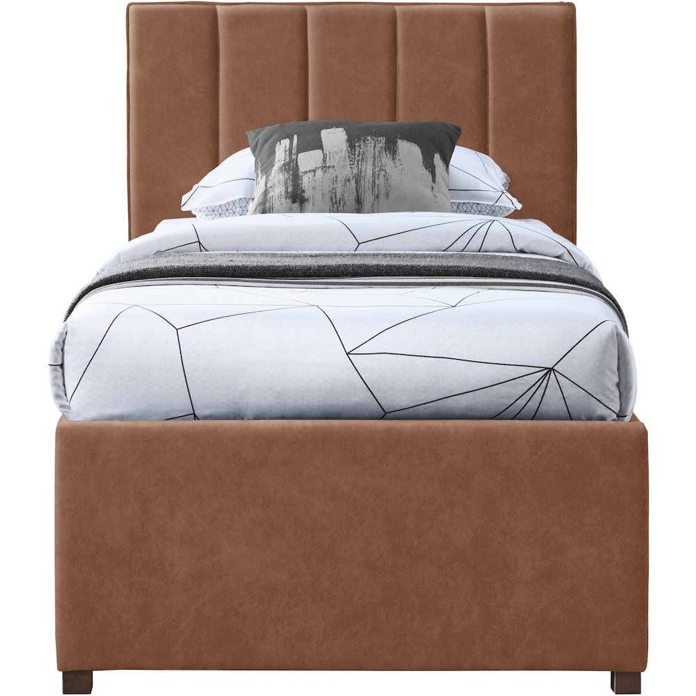 Hudson Cognac Vegan Leather Twin Trundle Bed. Picture 2