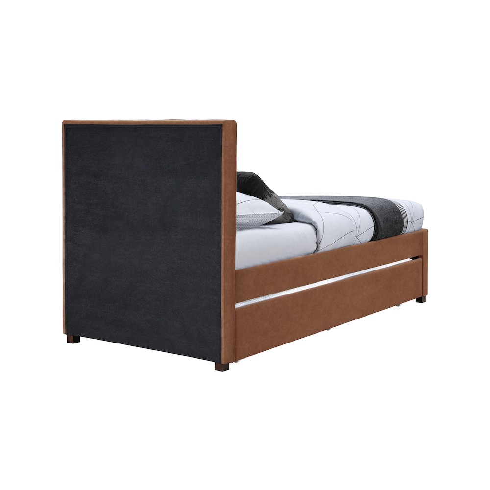 Hudson Cognac Vegan Leather Twin Trundle Bed. Picture 4