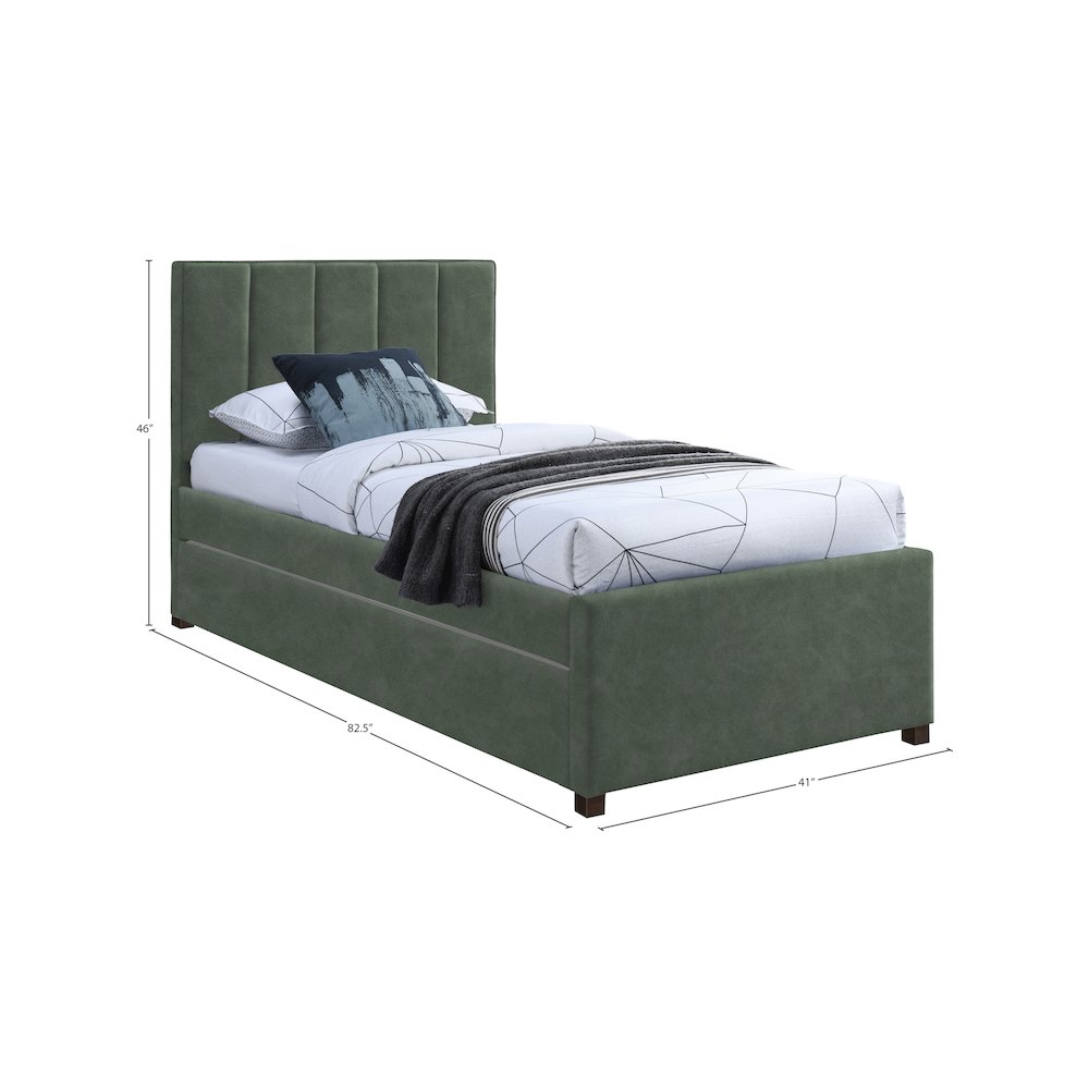 Hudson Green Vegan Leather Twin Trundle Bed. Picture 8
