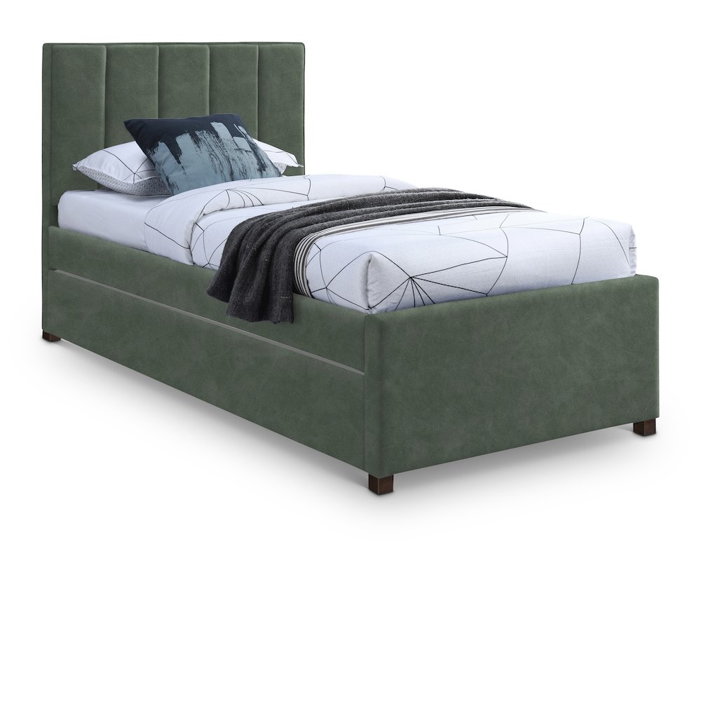 Hudson Green Vegan Leather Twin Trundle Bed. Picture 1