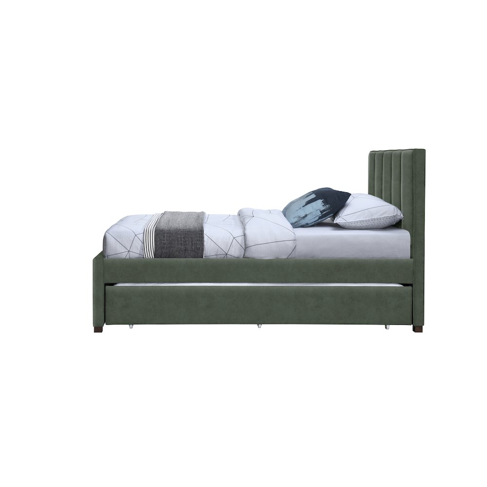 Hudson Green Vegan Leather Twin Trundle Bed. Picture 3