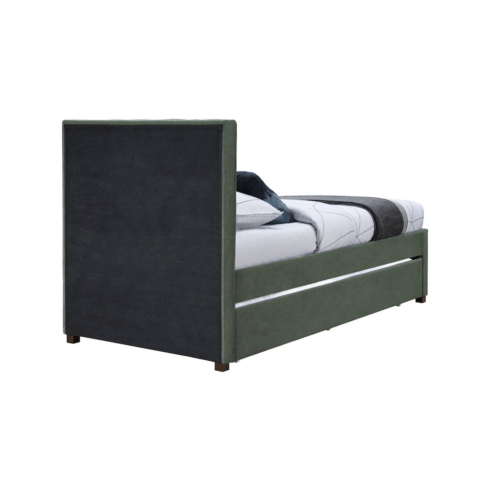 Hudson Green Vegan Leather Twin Trundle Bed. Picture 4
