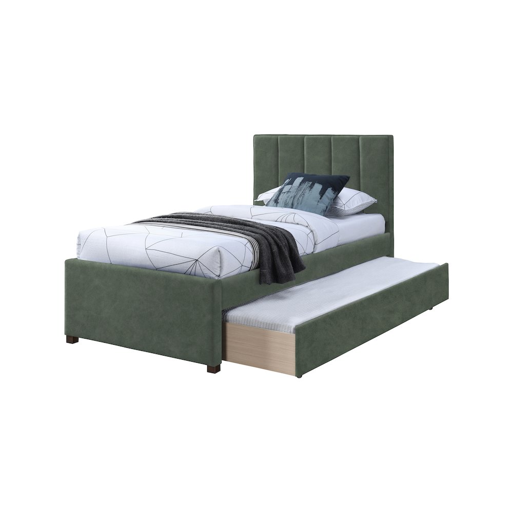 Hudson Green Vegan Leather Twin Trundle Bed. Picture 5
