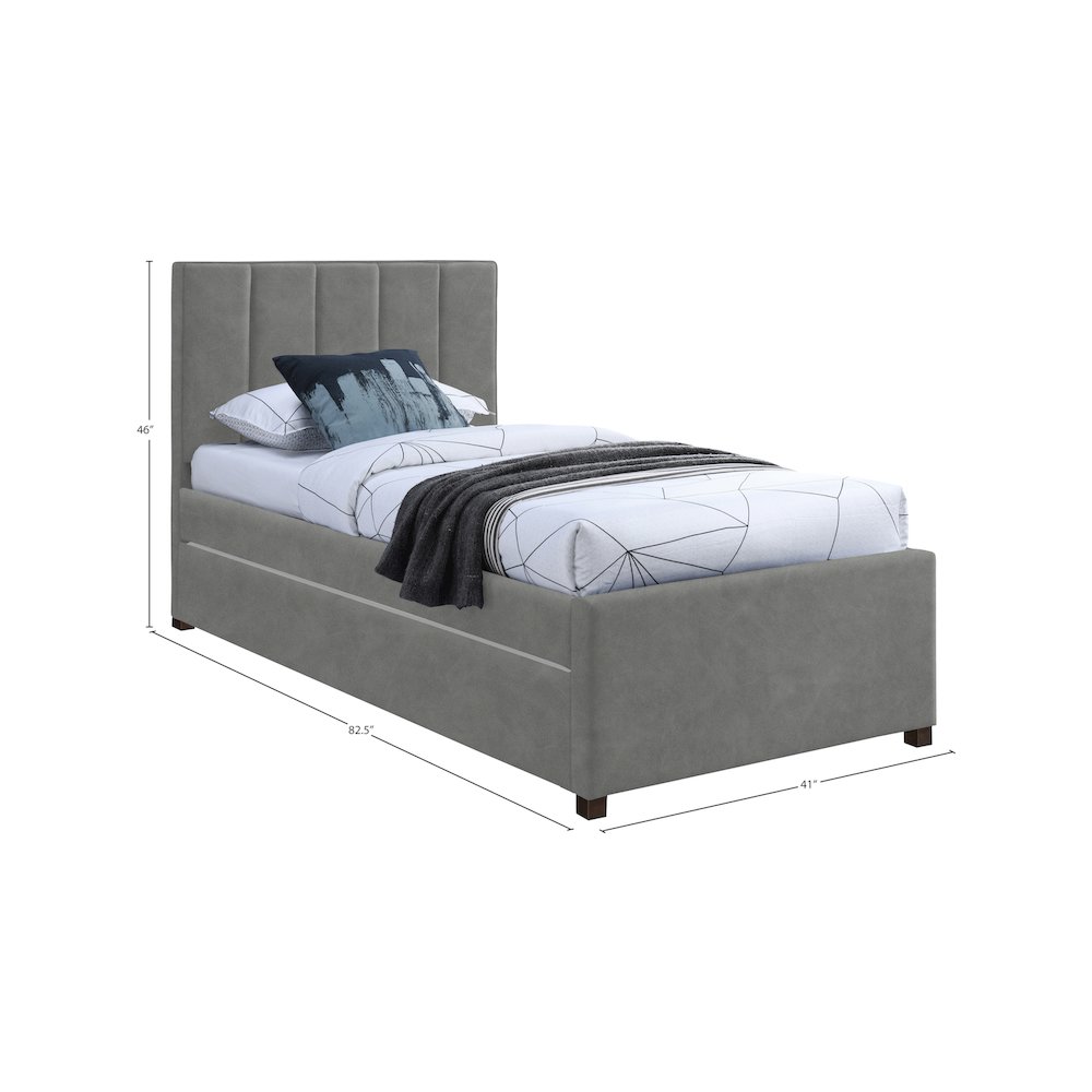 Hudson Grey Vegan Leather Twin Trundle Bed. Picture 8