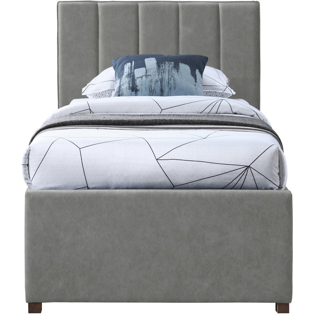 Hudson Grey Vegan Leather Twin Trundle Bed. Picture 2