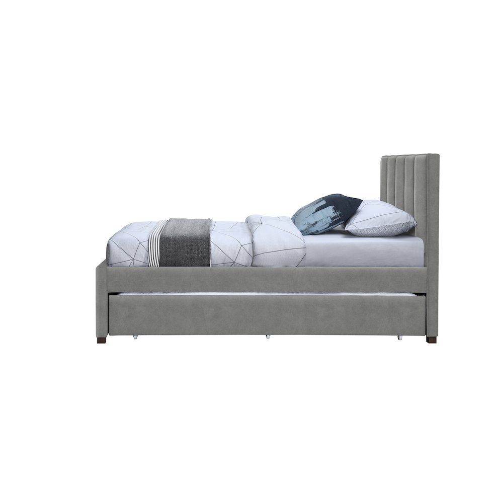 Hudson Grey Vegan Leather Twin Trundle Bed. Picture 3