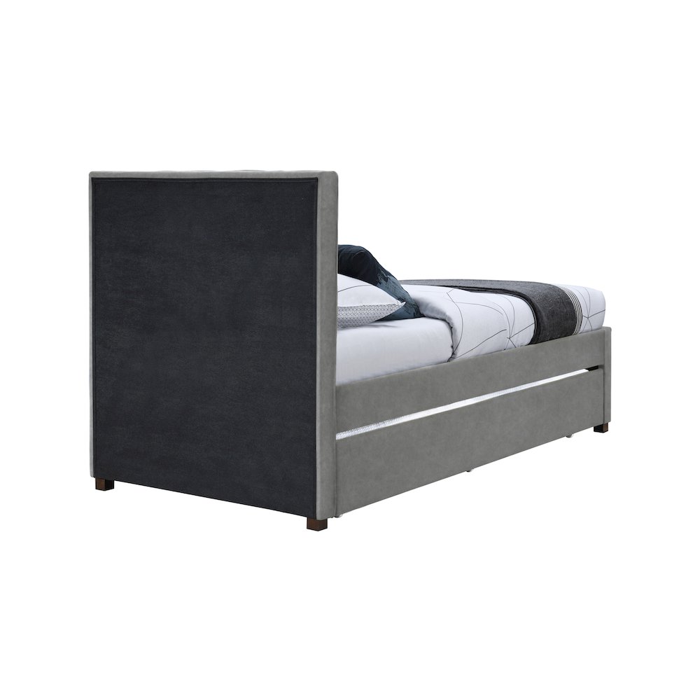 Hudson Grey Vegan Leather Twin Trundle Bed. Picture 4
