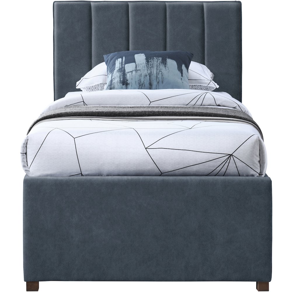 Hudson Navy Vegan Leather Twin Trundle Bed. Picture 2