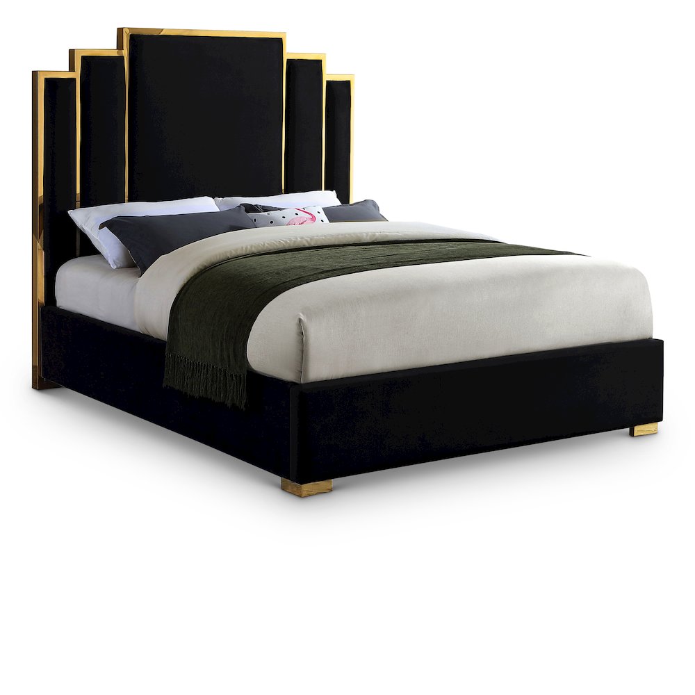 Hugo Black Velvet King Bed. Picture 1