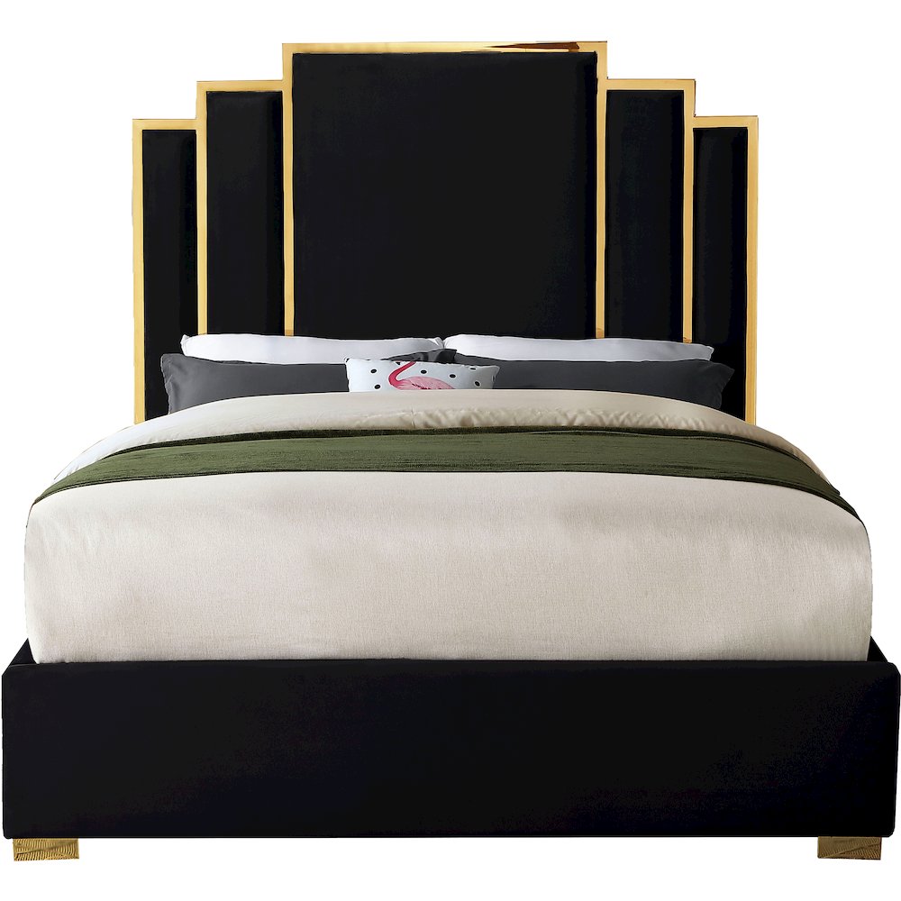 Hugo Black Velvet Queen Bed. Picture 2