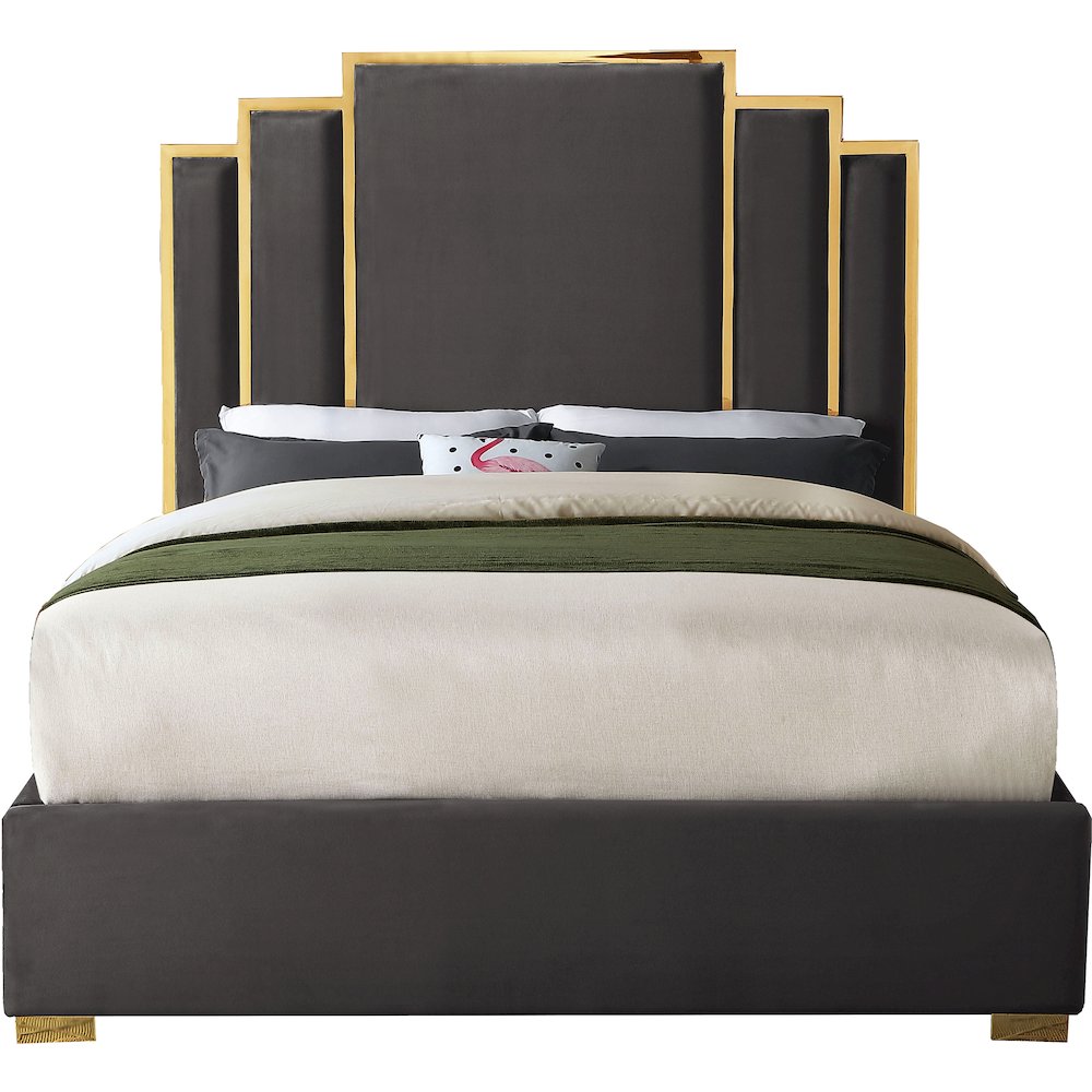 Hugo Grey Velvet King Bed. Picture 2