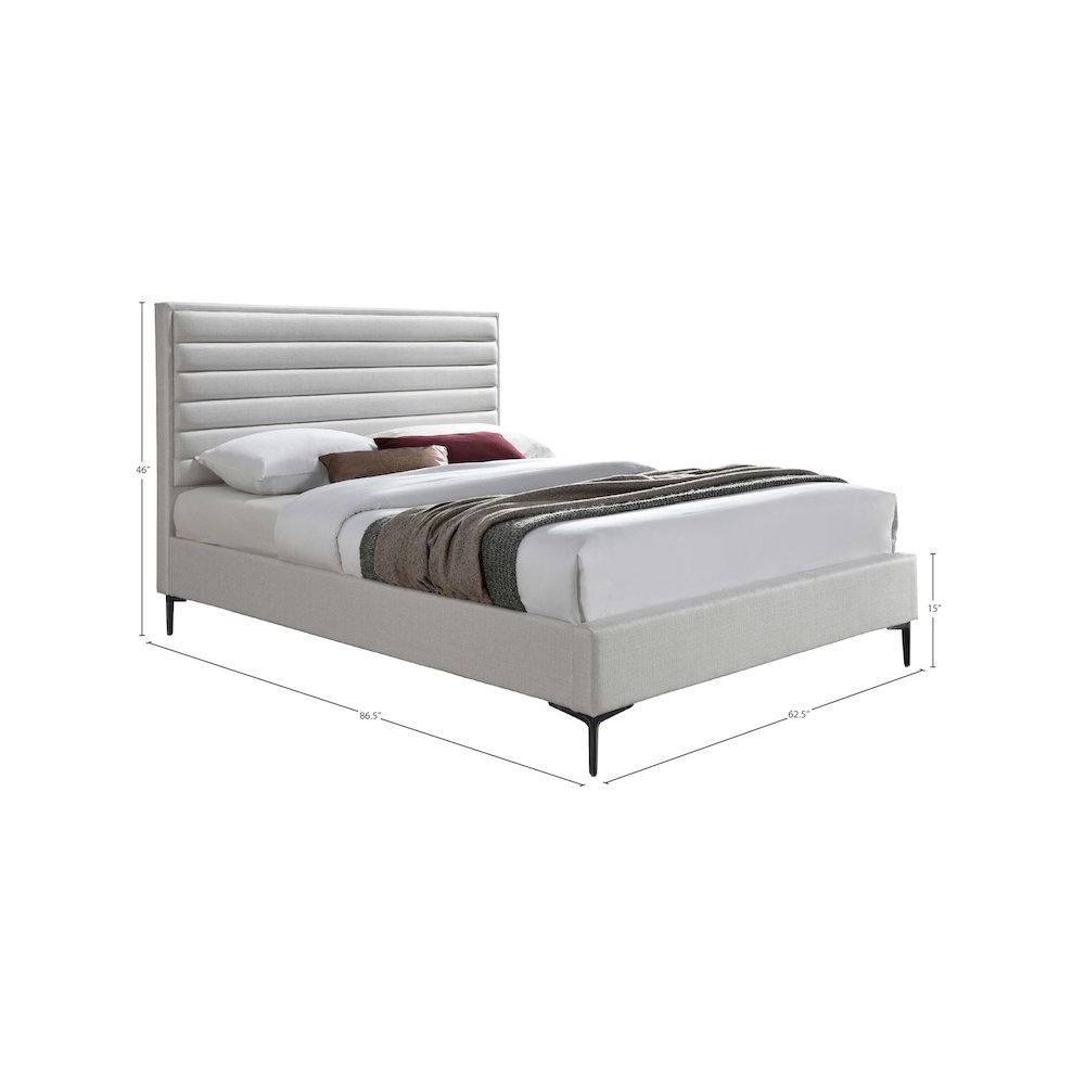 Hunter Cream Linen Textured Queen Bed. Picture 9