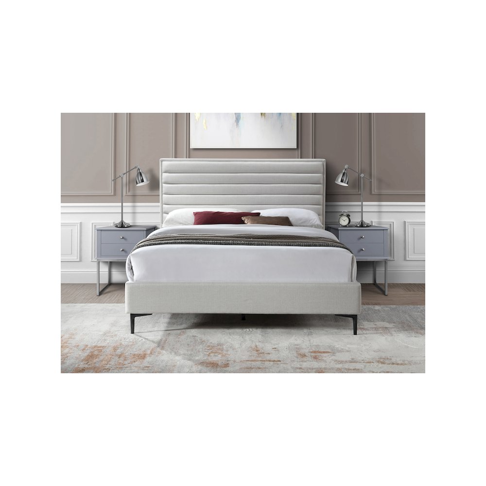 Hunter Cream Linen Textured Queen Bed. Picture 3