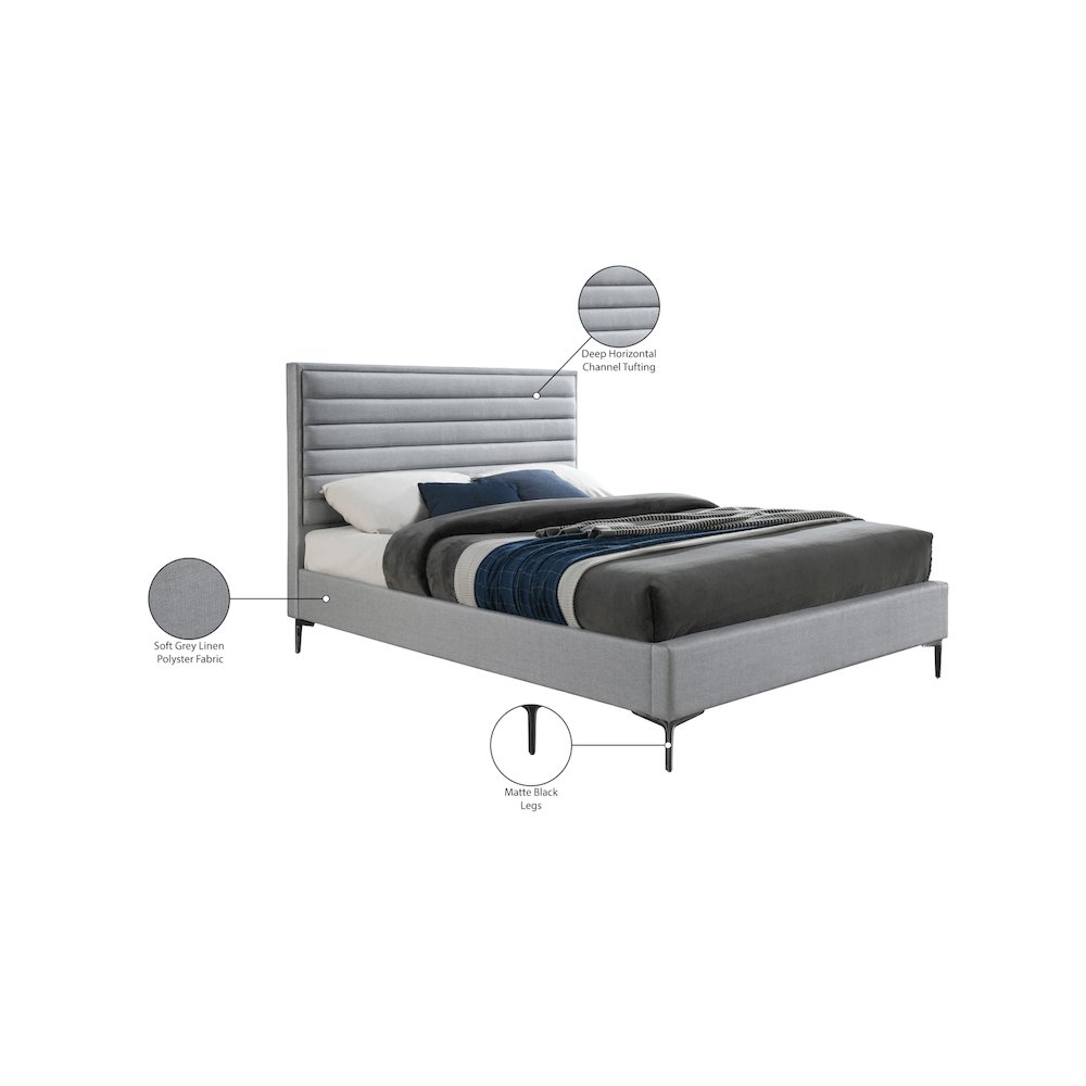 Hunter Grey Linen Textured Full Bed. Picture 10