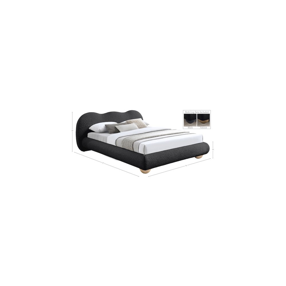 Hyde Black Boucle Fabric Queen Bed. Picture 9