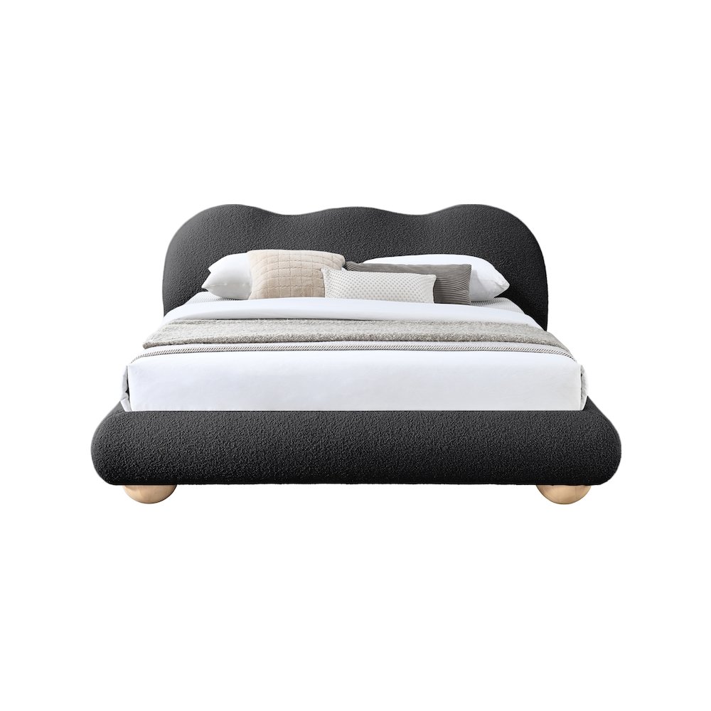 Hyde Black Boucle Fabric Queen Bed. Picture 4