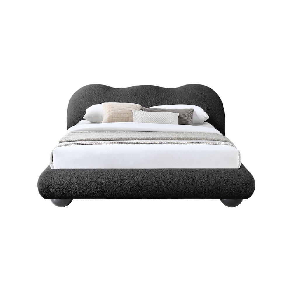 Hyde Black Boucle Fabric Queen Bed. Picture 5
