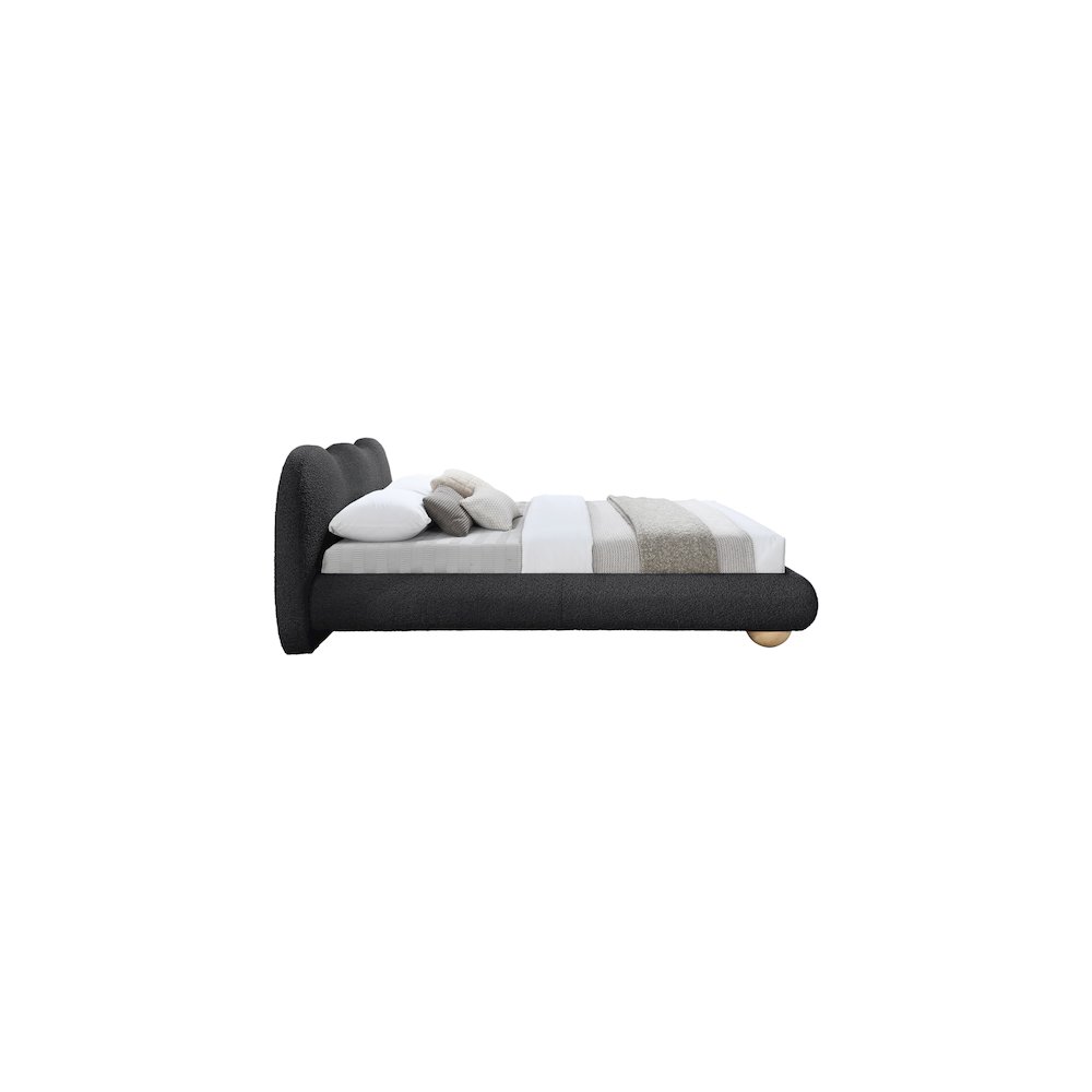 Hyde Black Boucle Fabric Queen Bed. Picture 6