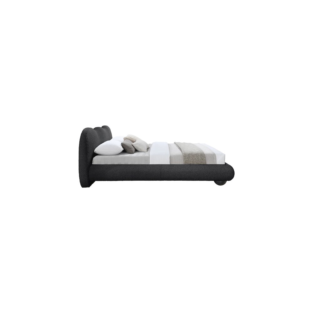 Hyde Black Boucle Fabric Queen Bed. Picture 7