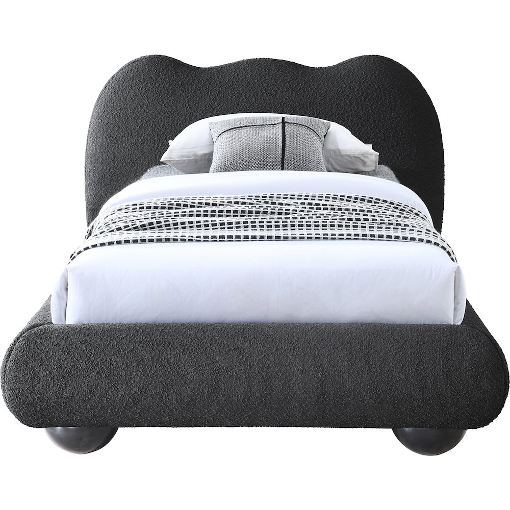 Hyde Black Boucle Fabric Twin Bed. Picture 5