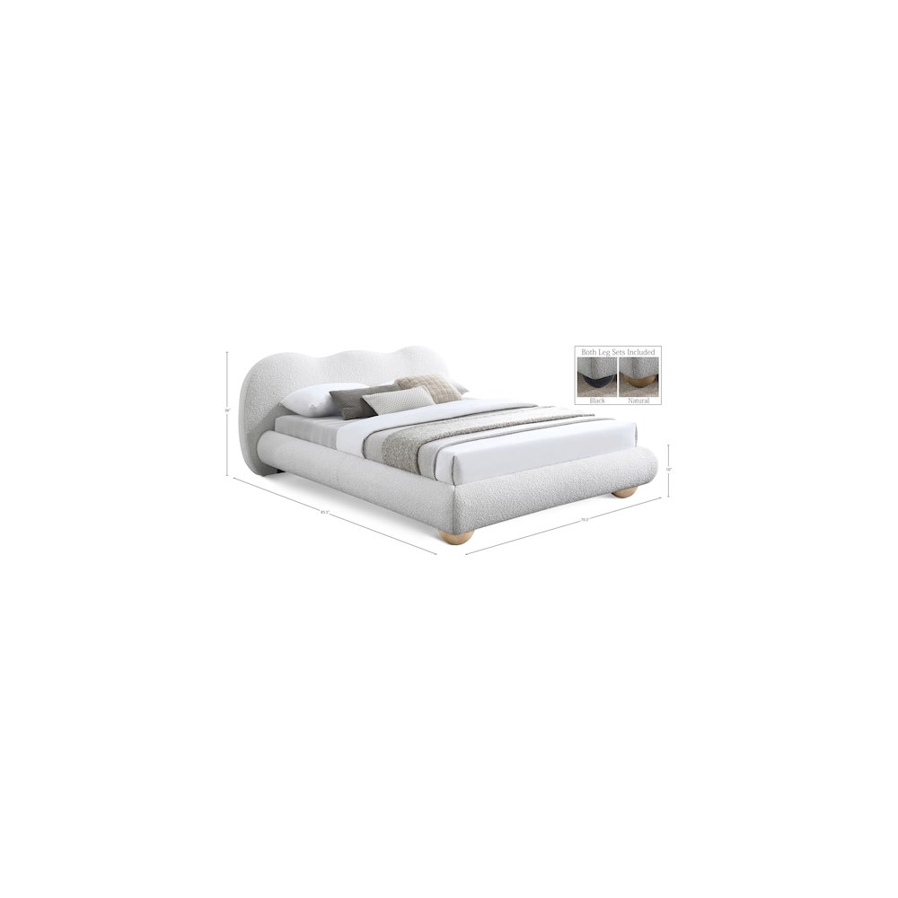 Hyde Cream Boucle Fabric Full Bed. Picture 9
