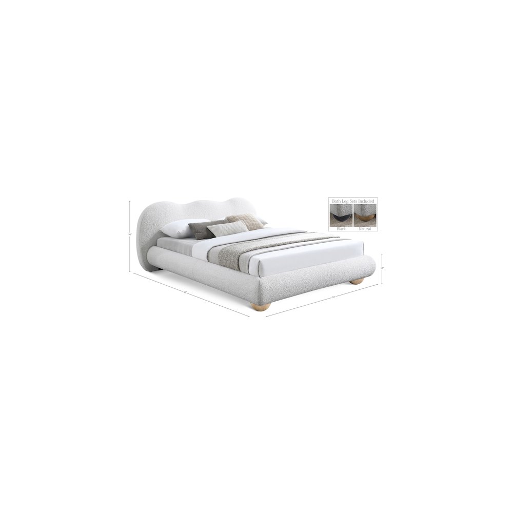 Hyde Cream Boucle Fabric King Bed. Picture 9