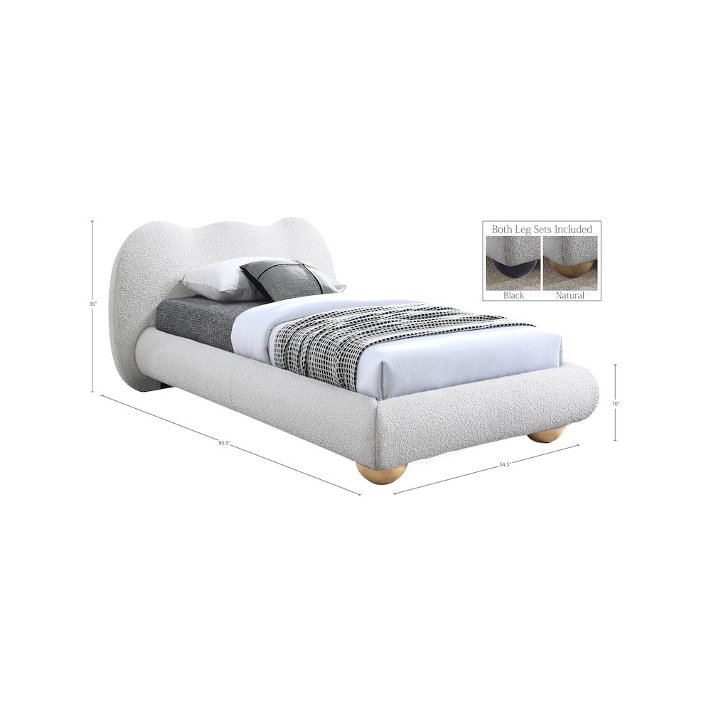 Hyde Cream Boucle Fabric Twin Bed. Picture 9