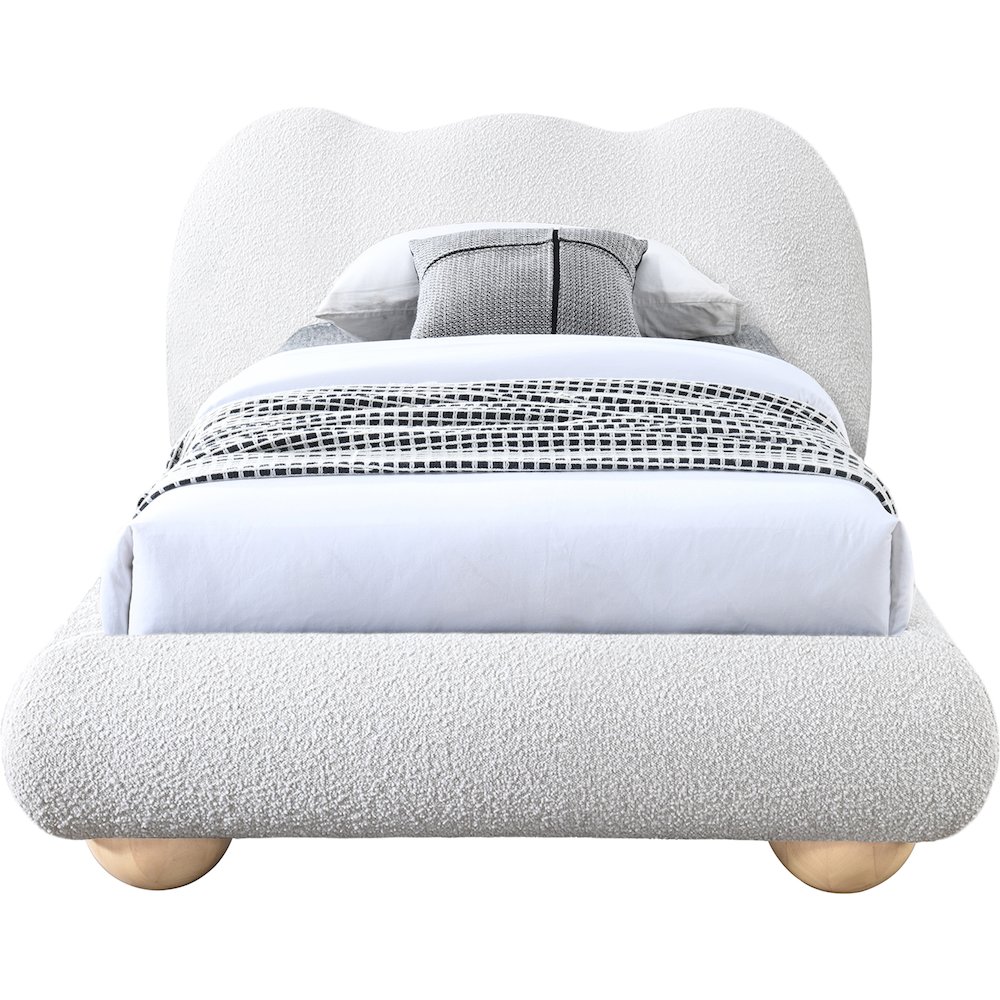 Hyde Cream Boucle Fabric Twin Bed. Picture 4