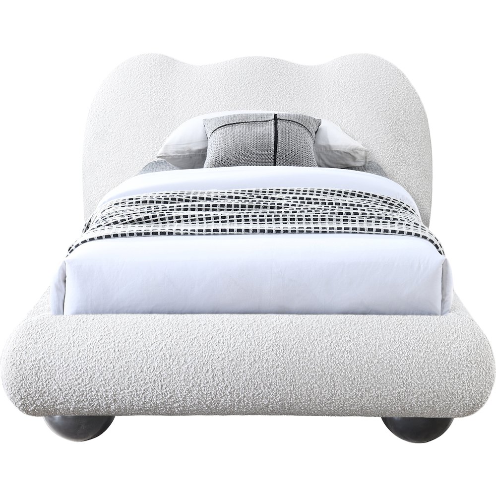 Hyde Cream Boucle Fabric Twin Bed. Picture 5