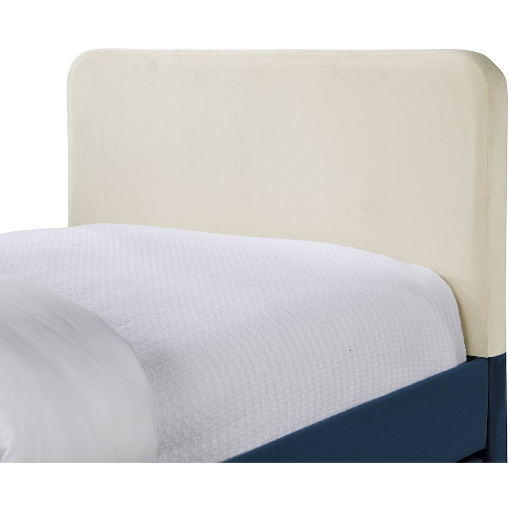 Ivy Navy & Cream Velvet Twin Trundle/Storage Bed. Picture 5