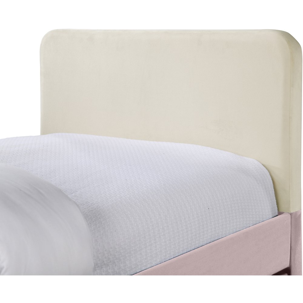 Ivy Pink & Cream Velvet Twin Trundle/Storage Bed. Picture 5
