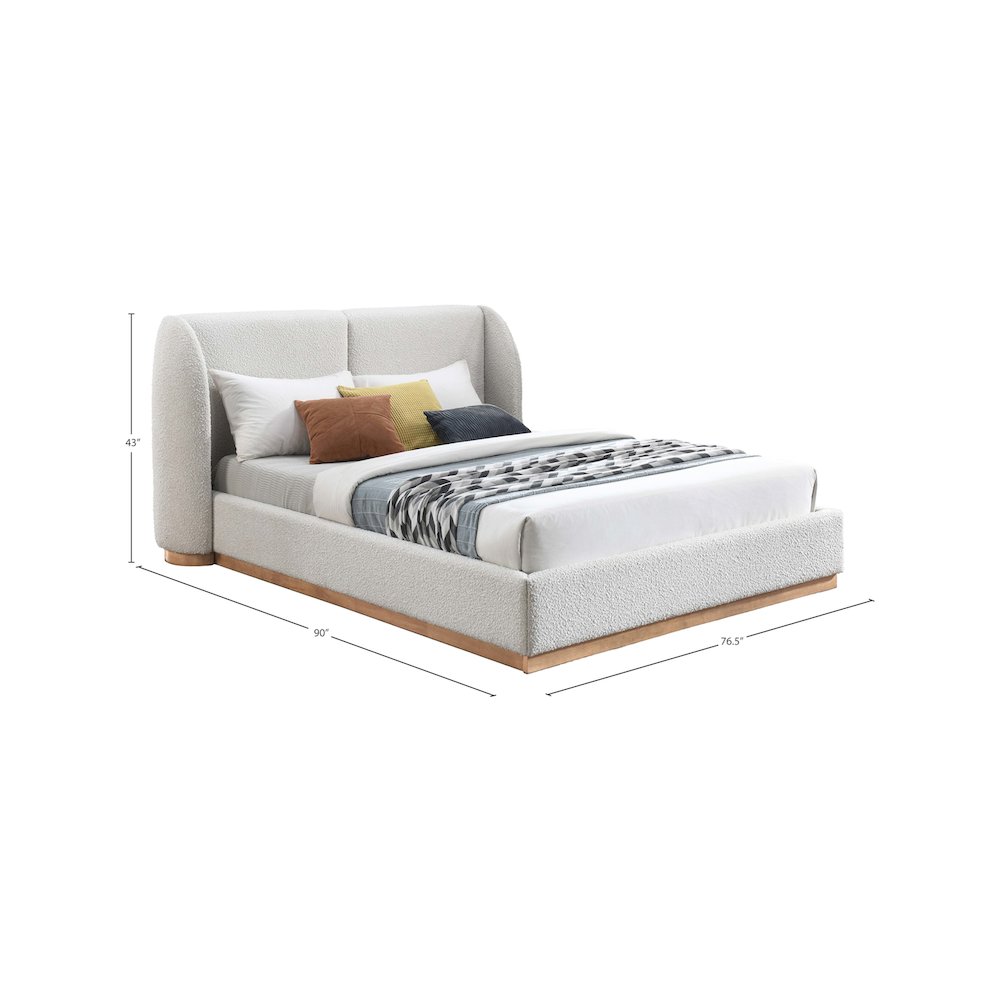 Jardin Cream Boucle Fabric Queen Bed. Picture 6