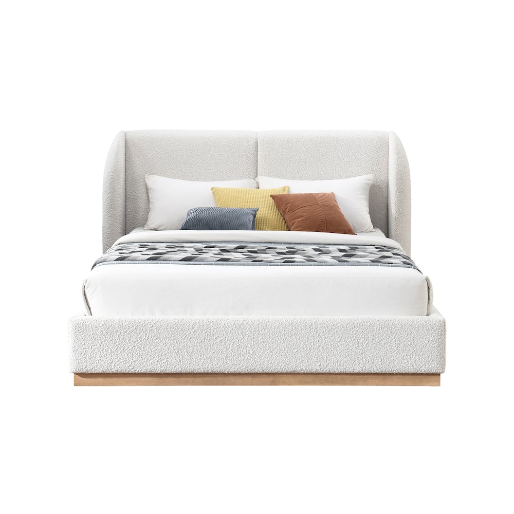 Jardin Cream Boucle Fabric Queen Bed. Picture 2