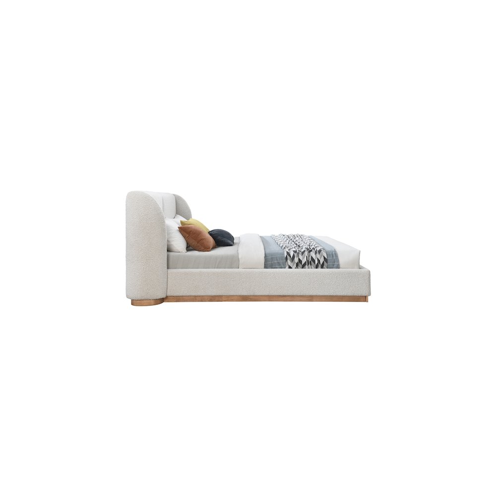 Jardin Cream Boucle Fabric Queen Bed. Picture 4