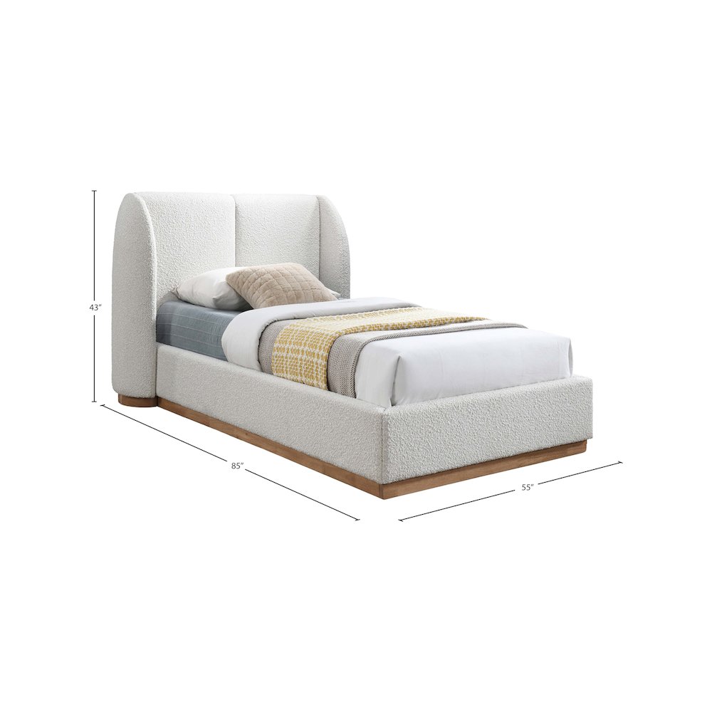 Jardin Cream Boucle Fabric Twin Bed. Picture 6