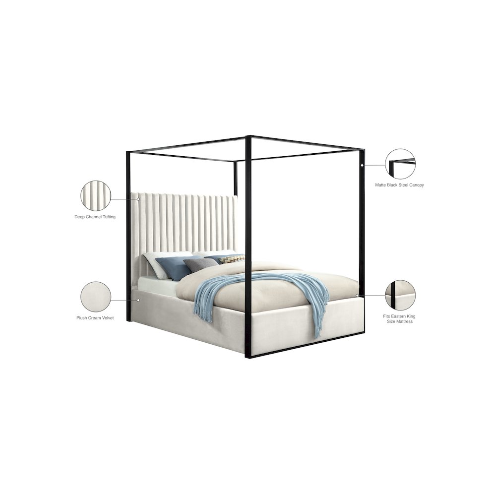 Jax Cream Velvet King Bed. Picture 5