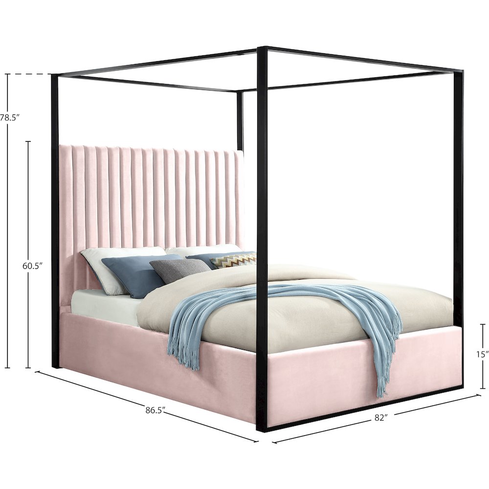 Jax Pink Velvet King Bed. Picture 4