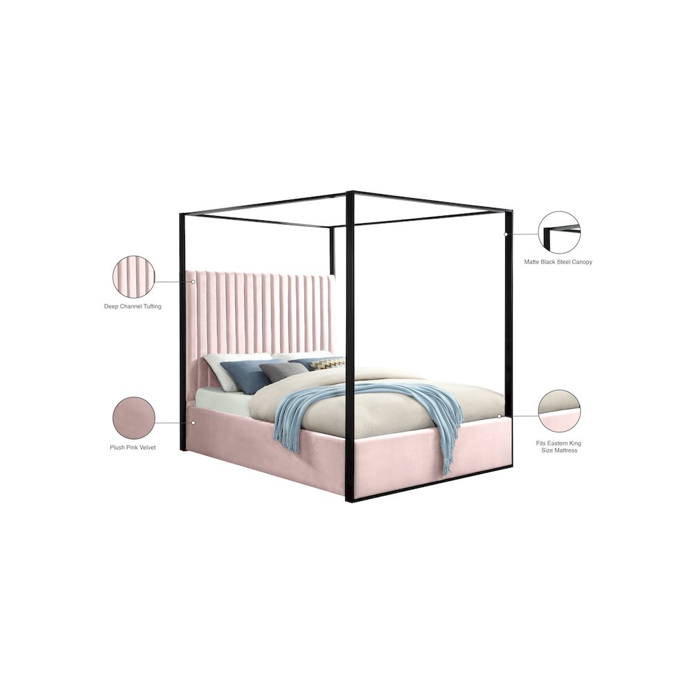 Jax Pink Velvet King Bed. Picture 5