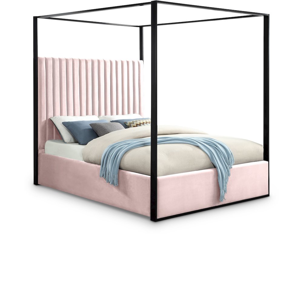Jax Pink Velvet King Bed. Picture 1