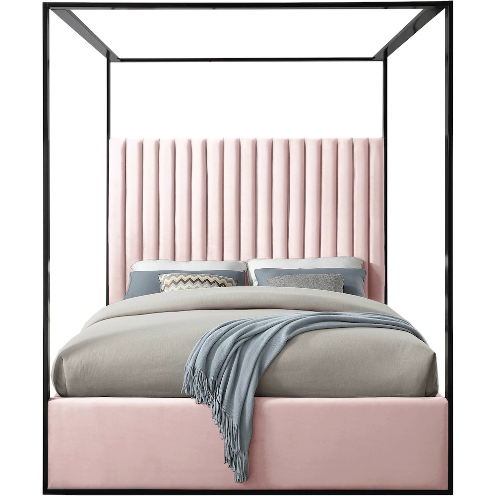 Jax Pink Velvet King Bed. Picture 2