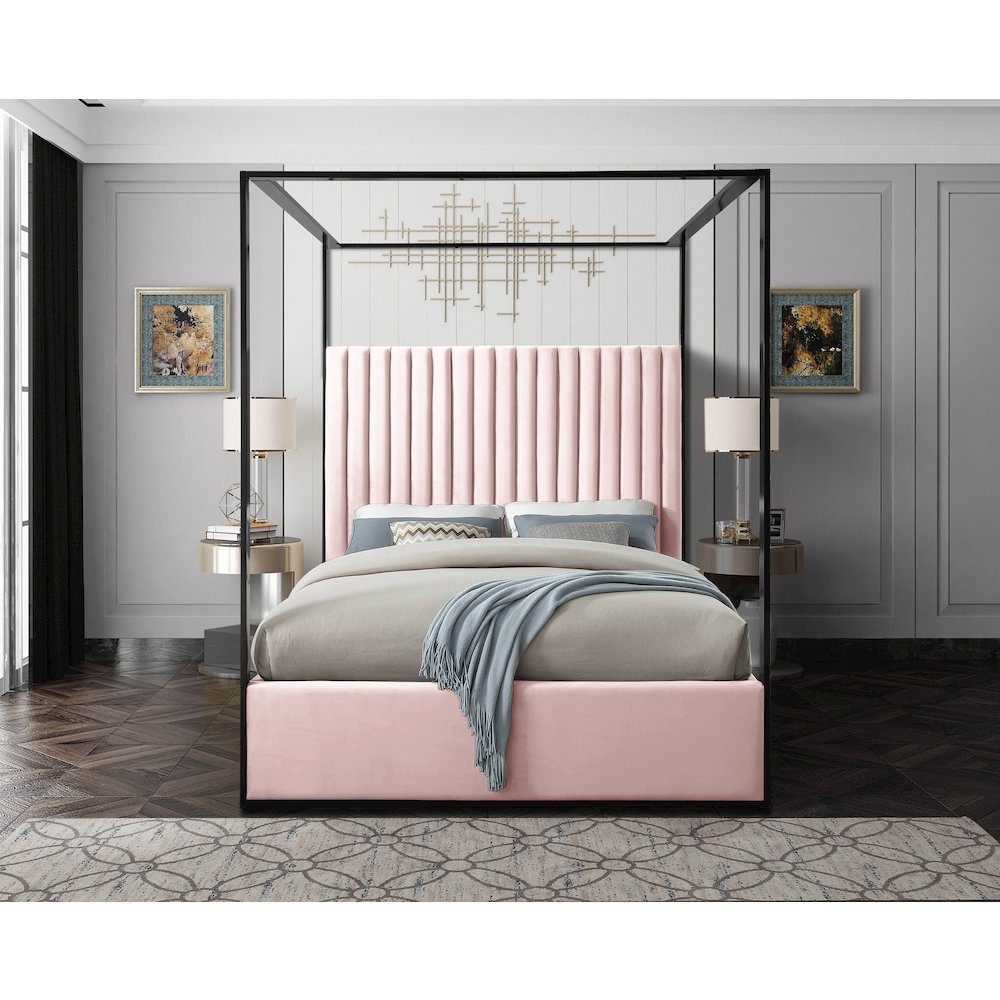Jax Pink Velvet King Bed. Picture 3