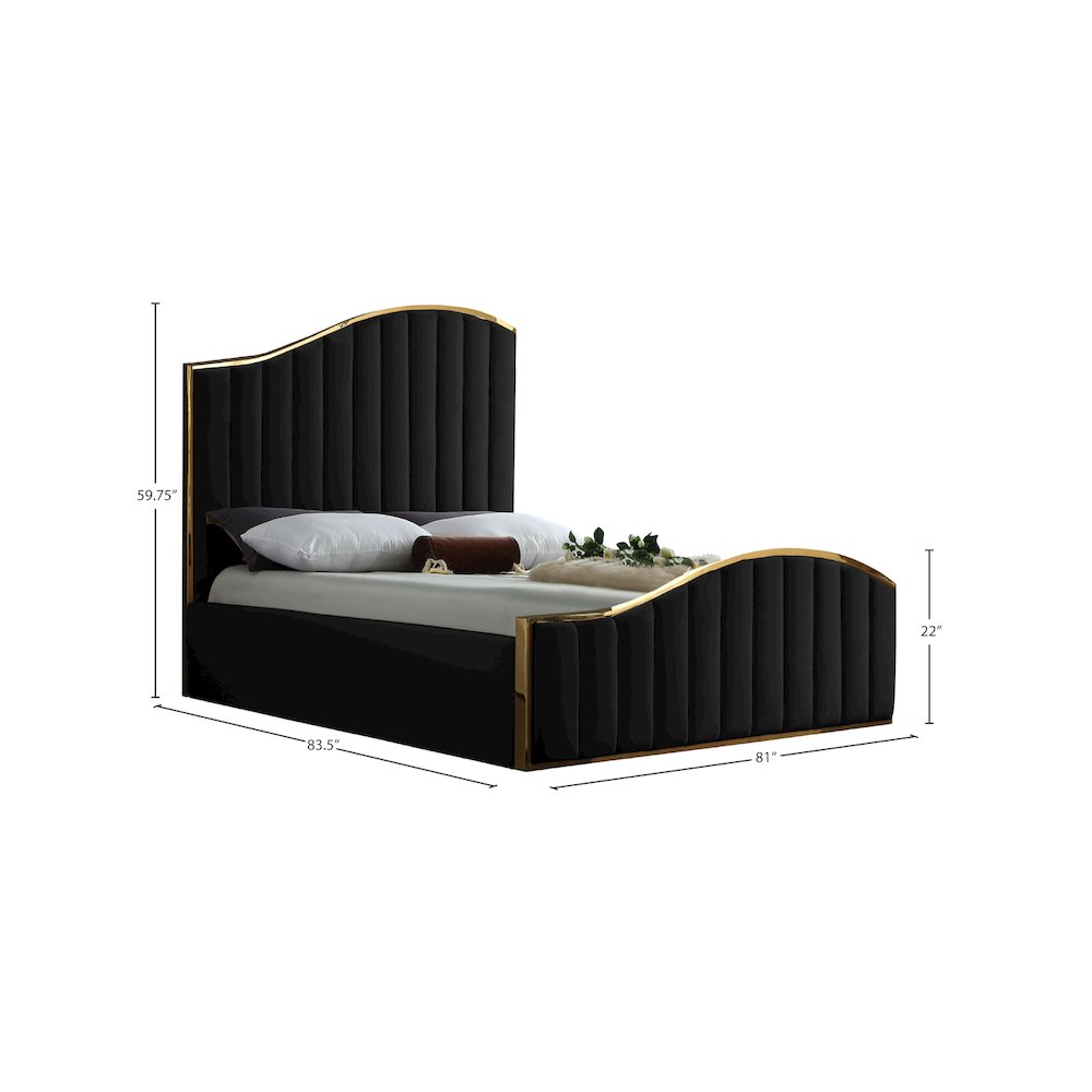 Jolie Black Velvet King Bed. Picture 3