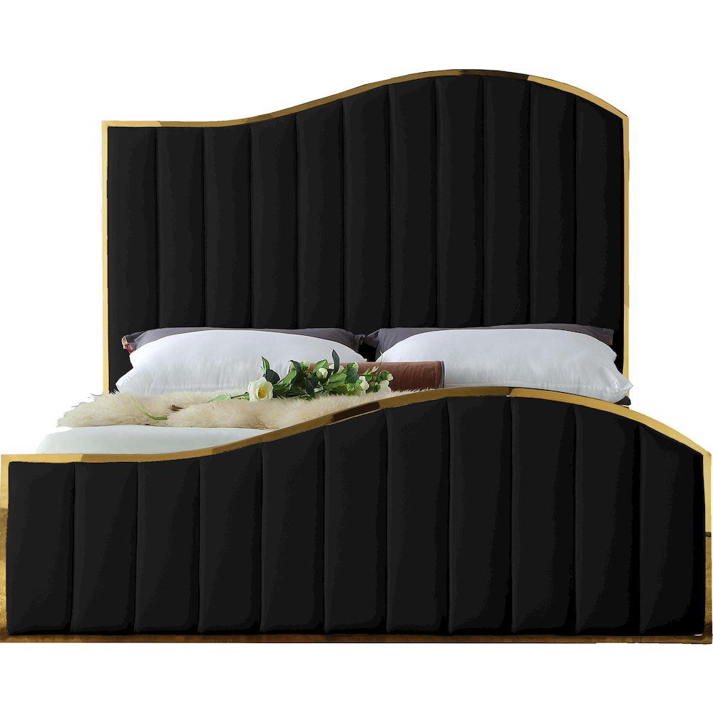 Jolie Black Velvet Queen Bed. Picture 2