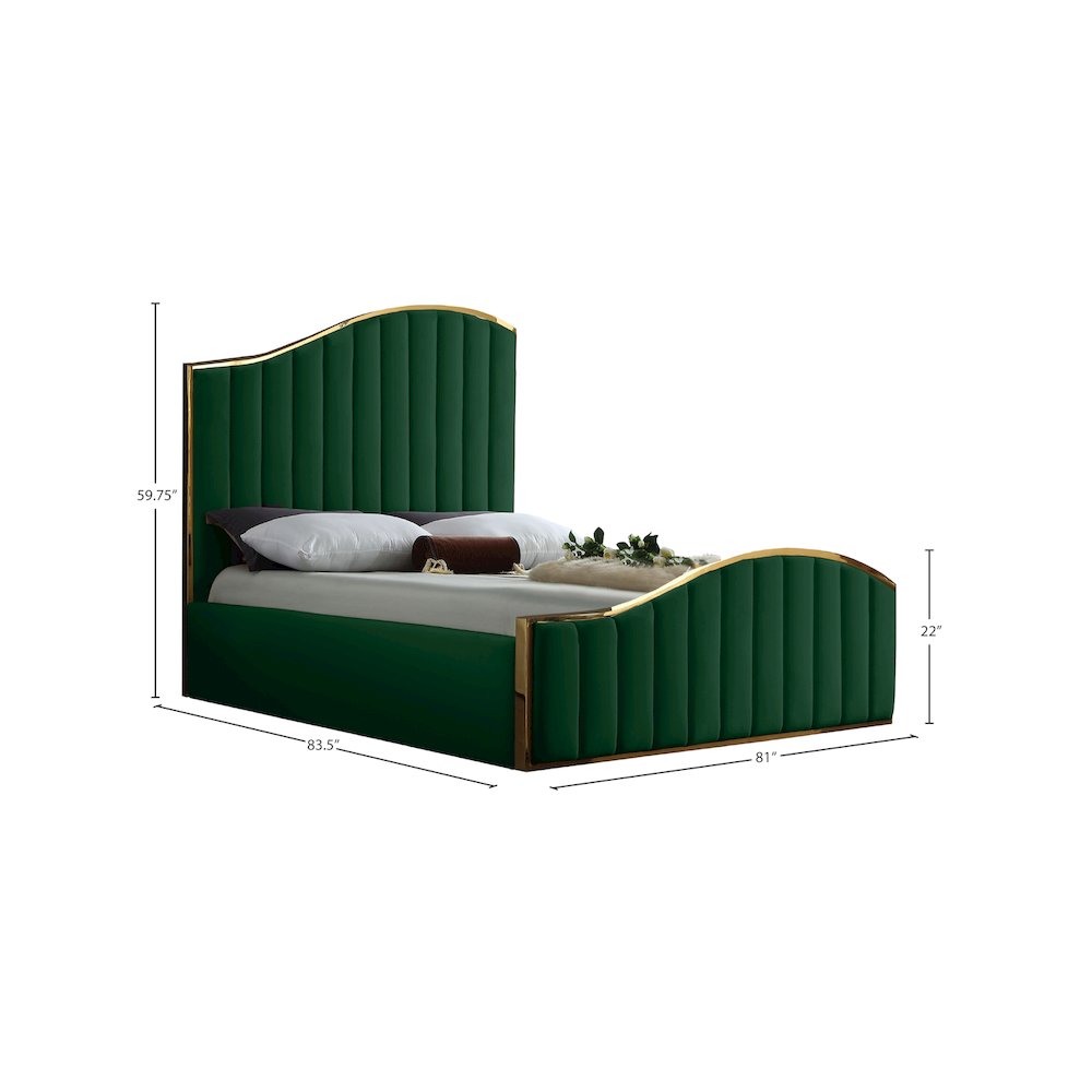 Jolie Green Velvet King Bed. Picture 3