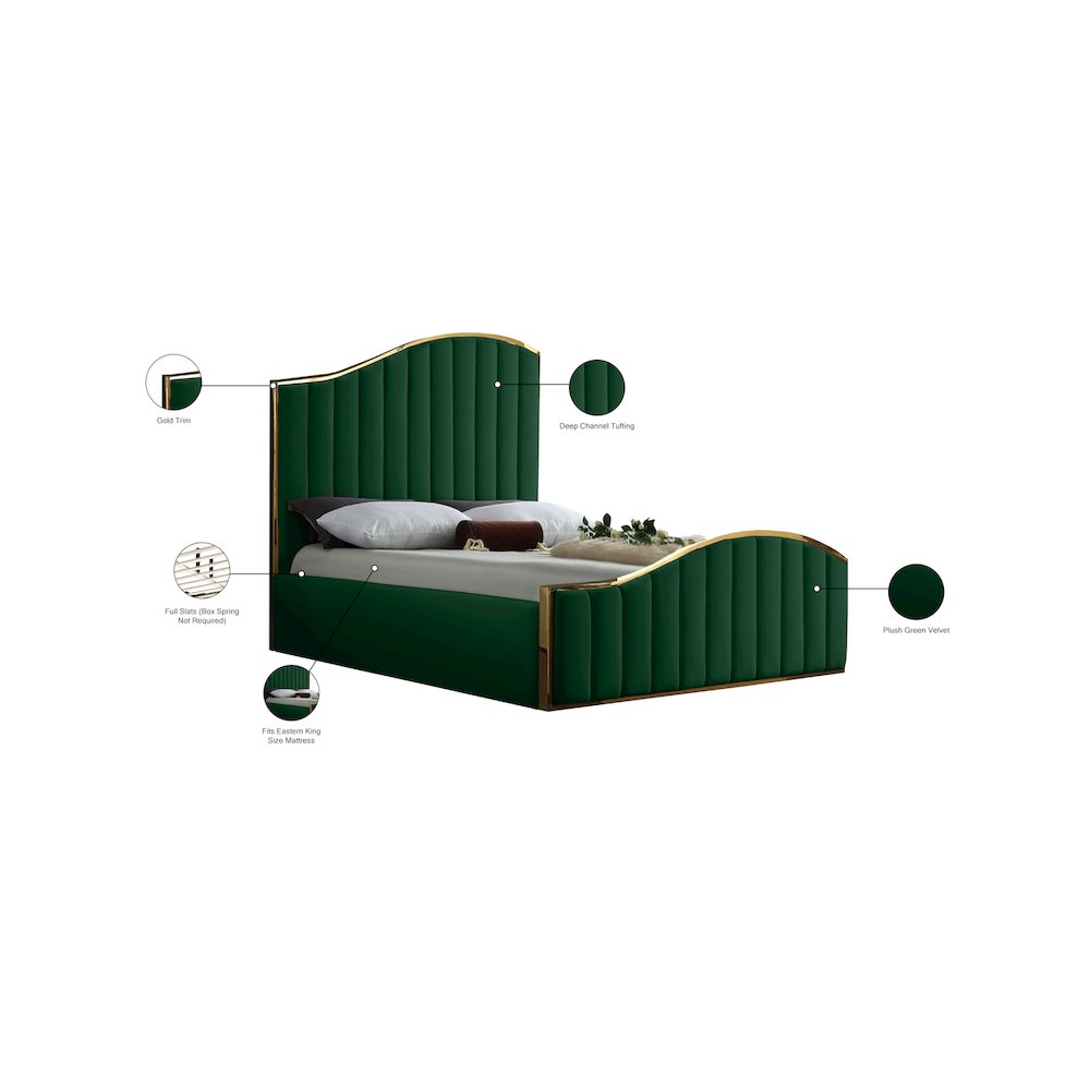 Jolie Green Velvet King Bed. Picture 4